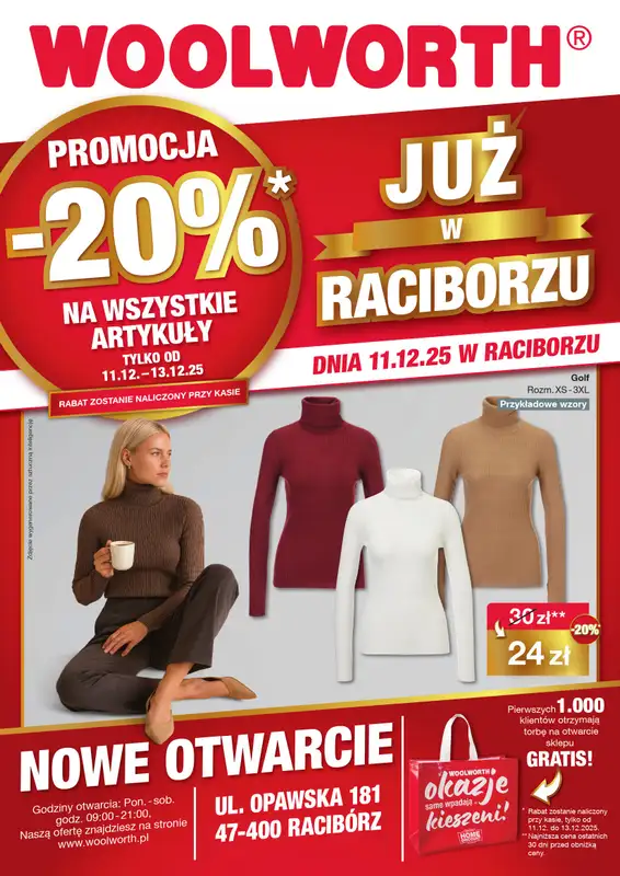Woolworth - gazetka promocyjna WIELKIE OTWARCIE! RACIBÓRZ, ul. Opawska 181 od czwartku 11.12 do soboty 13.12