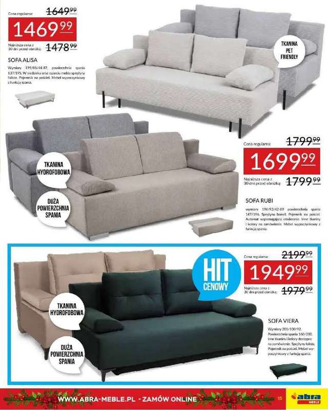 Abra Meble - gazetka promocyjna Obniżki w prezencie od środy 03.12 do piątku 26.12 - strona 15