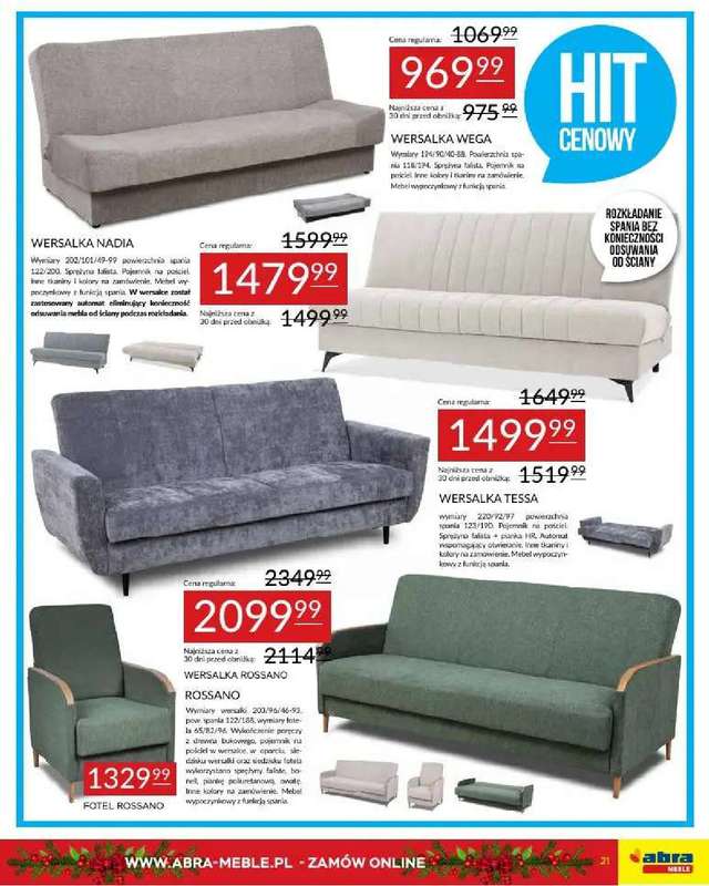 Abra Meble - gazetka promocyjna Obniżki w prezencie od środy 03.12 do piątku 26.12 - strona 21