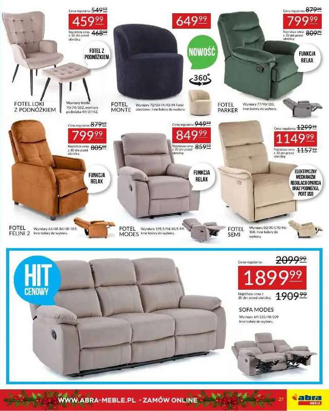 Abra Meble - gazetka promocyjna Obniżki w prezencie od środy 03.12 do piątku 26.12 - strona 27