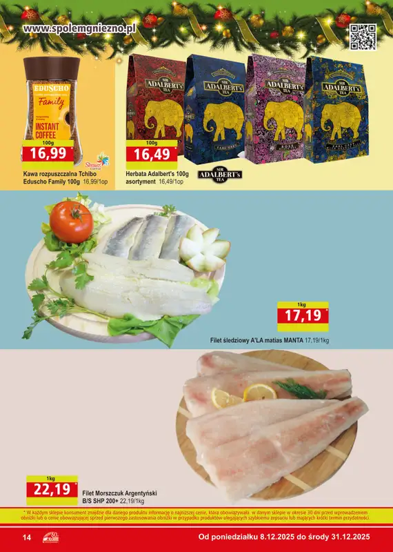 Społem - Blisko i Korzystnie - gazetka promocyjna Gazetka PSS Gniezno od poniedziałku 08.12 do środy 31.12 - strona 14