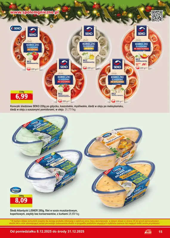 Społem - Blisko i Korzystnie - gazetka promocyjna Gazetka PSS Gniezno od poniedziałku 08.12 do środy 31.12 - strona 15