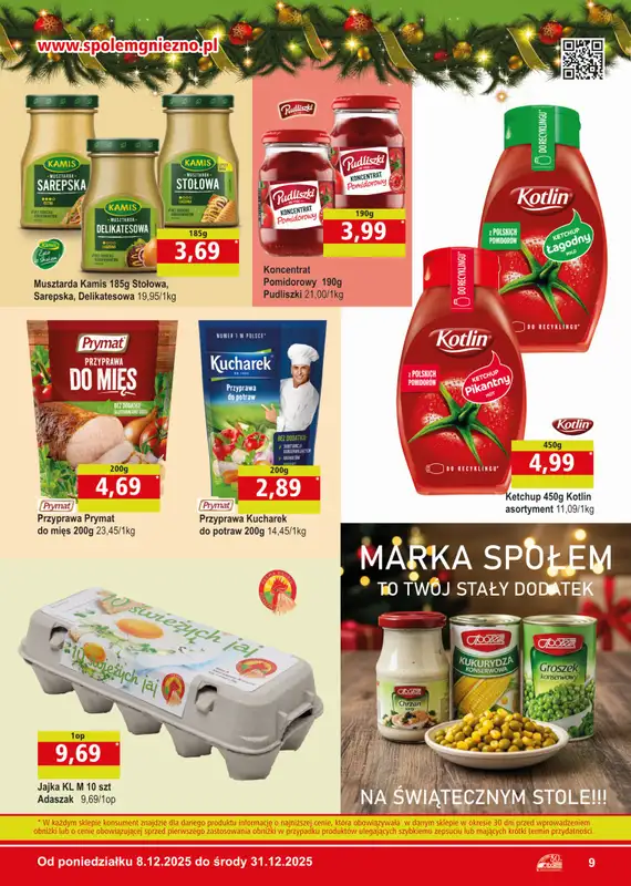 Społem - Blisko i Korzystnie - gazetka promocyjna Gazetka PSS Gniezno od poniedziałku 08.12 do środy 31.12 - strona 9