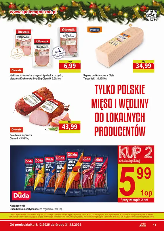 Społem - Blisko i Korzystnie - gazetka promocyjna Gazetka PSS Gniezno od poniedziałku 08.12 do środy 31.12 - strona 11