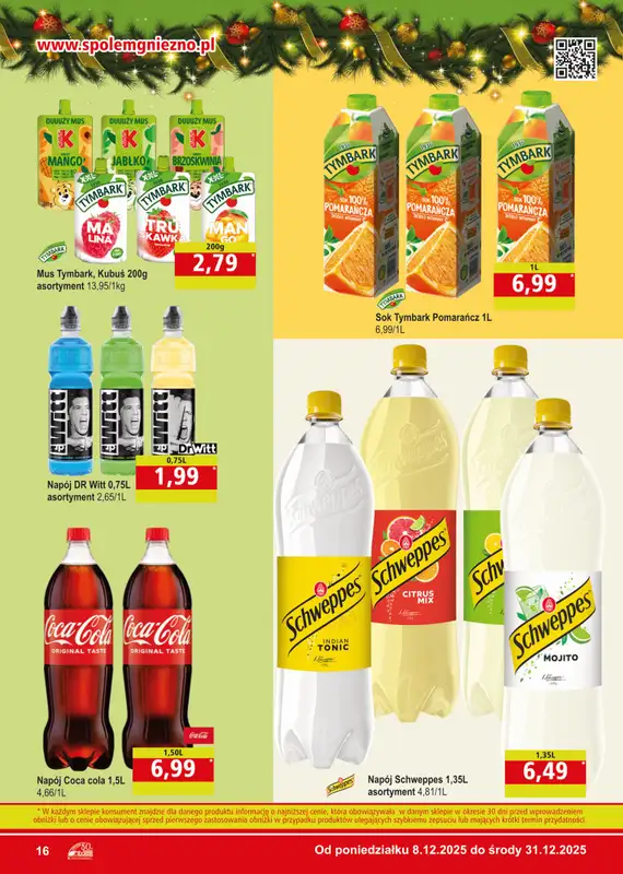 Społem - Blisko i Korzystnie - gazetka promocyjna Gazetka PSS Gniezno od poniedziałku 08.12 do środy 31.12 - strona 16