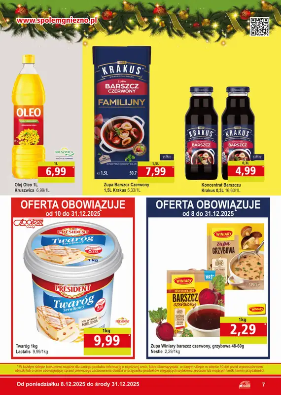 Społem - Blisko i Korzystnie - gazetka promocyjna Gazetka PSS Gniezno od poniedziałku 08.12 do środy 31.12 - strona 7