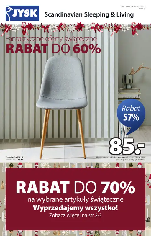 Jysk - gazetka promocyjna Fantastyczne oferty świąteczne. Rabat do 60% od środy 10.12 do niedzieli 28.12