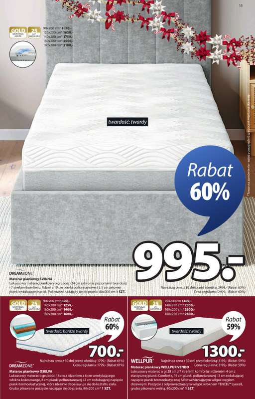Jysk - gazetka promocyjna Fantastyczne oferty świąteczne. Rabat do 60% od środy 10.12 do niedzieli 28.12 - strona 15