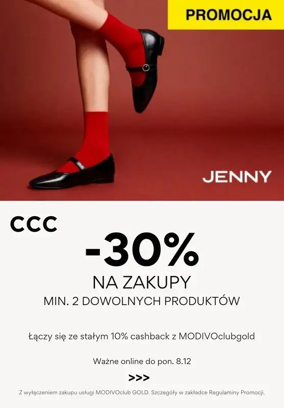 CCC - gazetka promocyjna -30% na zakupy od poniedziałku 08.12 do poniedziałku 08.12