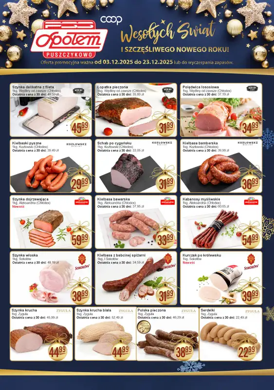 Społem - Blisko i Korzystnie - gazetka promocyjna Gazetka PSS Puszczykowo od poniedziałku 08.12 do wtorku 23.12