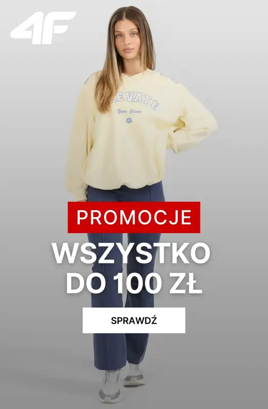 4F - gazetka promocyjna Wyprzedaż: wszystko do 100 zł dla niej od poniedziałku 08.12 
