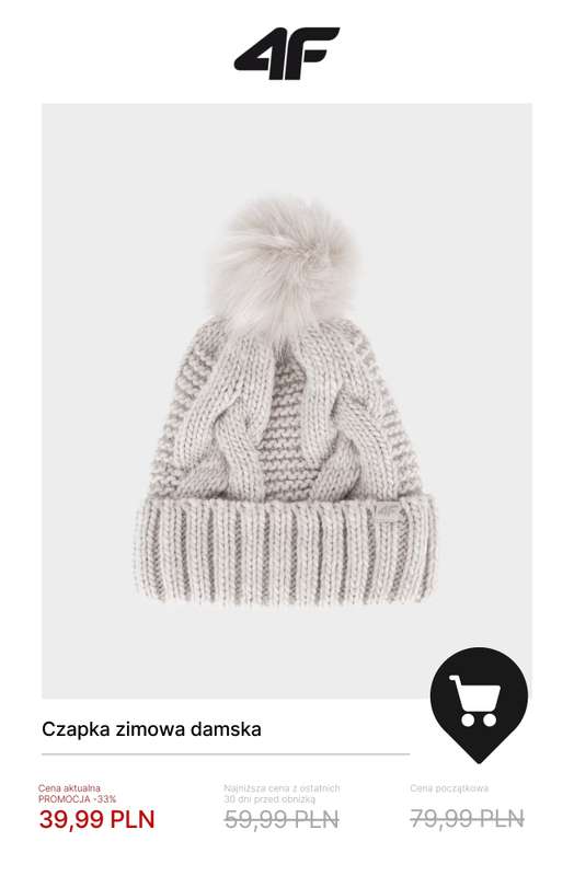 4F - gazetka promocyjna Wyprzedaż: wszystko do 100 zł dla niej od poniedziałku 08.12  - strona 4