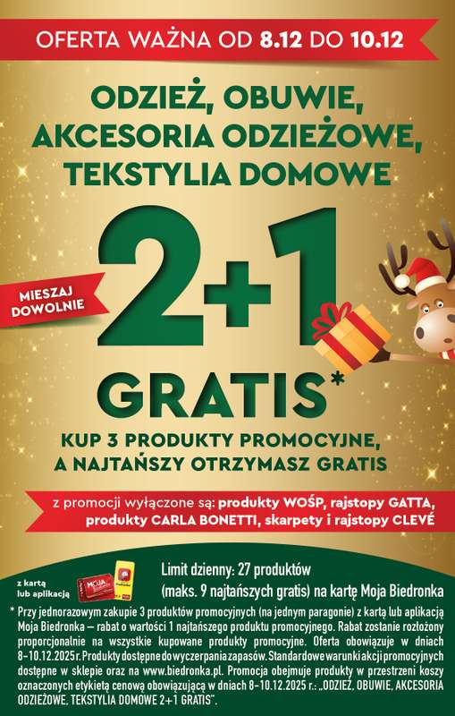 Biedronka - gazetka promocyjna Oferty 2+1 od poniedziałku 08.12 do środy 10.12