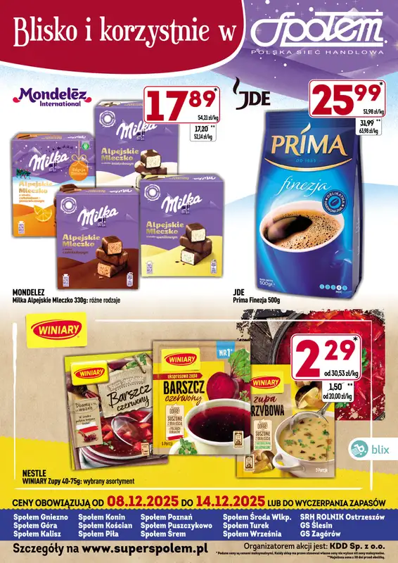 Społem - Blisko i Korzystnie - gazetka promocyjna Blisko i korzystnie w Społem od wtorku 09.12 do niedzieli 14.12