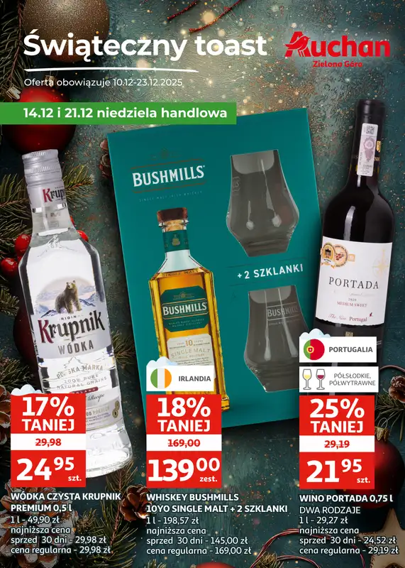 Auchan - gazetka promocyjna Gazetka Zielona Góra I Świąteczny toast od środy 10.12 do wtorku 23.12