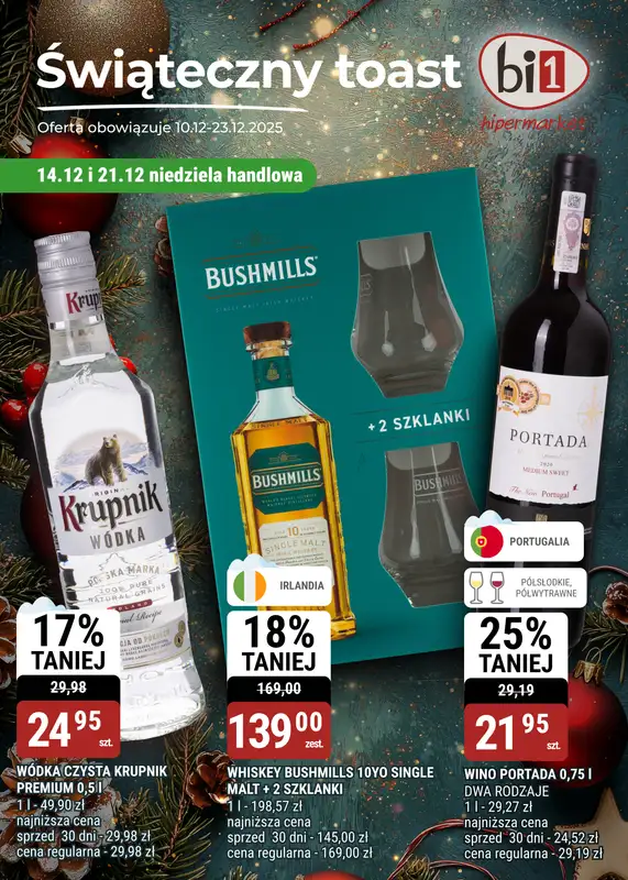 bi1 - gazetka promocyjna Gazetka Świąteczny toast od środy 10.12 do wtorku 23.12