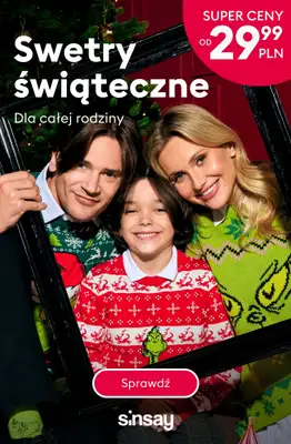 Sinsay - gazetka promocyjna Świąteczne swetry dla całej rodziny! od wtorku 09.12 do poniedziałku 15.12