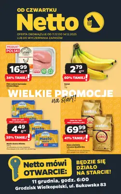 Netto - gazetka promocyjna Grodzisk Wielkopolski - Wielkie otwarcie już w czwartek 11.12 od czwartku 11.12 do niedzieli 14.12