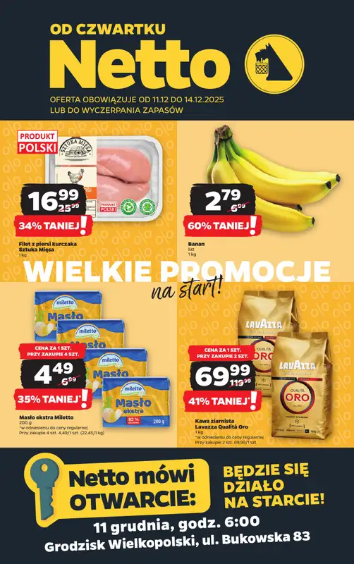 Netto - gazetka promocyjna Grodzisk Wielkopolski - Wielkie otwarcie już w czwartek 11.12 od czwartku 11.12 do niedzieli 14.12