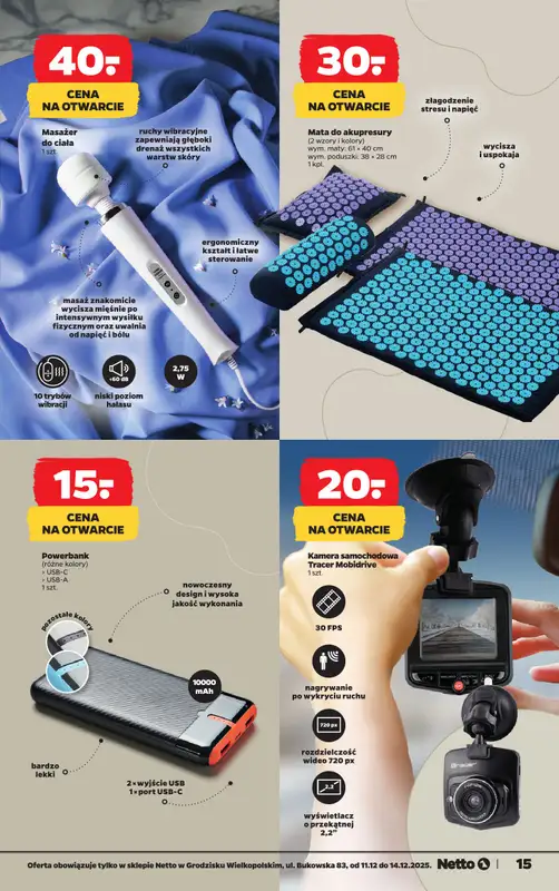 Netto - gazetka promocyjna Grodzisk Wielkopolski - Wielkie otwarcie już w czwartek 11.12 od czwartku 11.12 do niedzieli 14.12 - strona 15