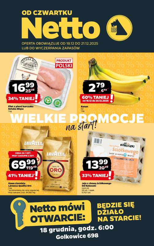 Netto - gazetka promocyjna Golkowice - Wielkie otwarcie już w czwartek 18.12 od czwartku 18.12 do niedzieli 21.12