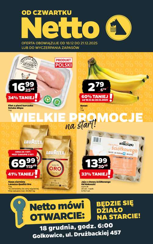 Netto - gazetka promocyjna Golkowice - Wielkie otwarcie już w czwartek 18.12 od czwartku 18.12 do niedzieli 21.12