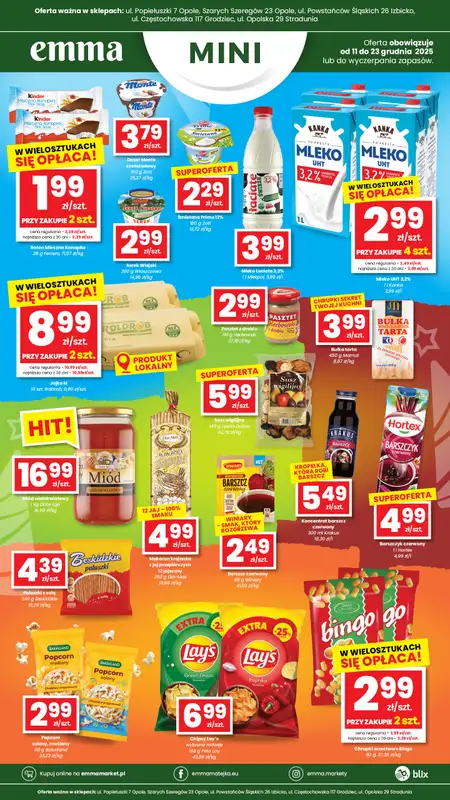 emma MARKET - gazetka promocyjna Plakaty promocyjne - Emma Mini od czwartku 11.12 do wtorku 23.12