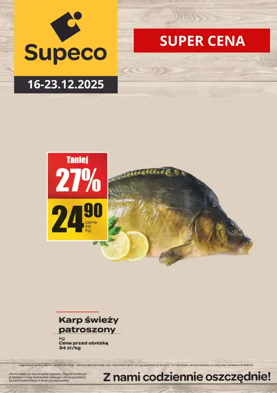 Supeco - gazetka promocyjna Super Oferta KARP od wtorku 16.12 do wtorku 23.12