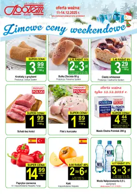 Społem - Blisko i Korzystnie - gazetka promocyjna Plakat promocyjny PSS Kalisz od czwartku 11.12 do niedzieli 14.12