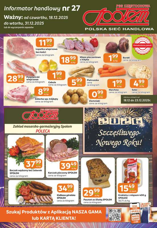 Społem Częstochowa - gazetka promocyjna Gazetka od czwartku 18.12 do środy 31.12
