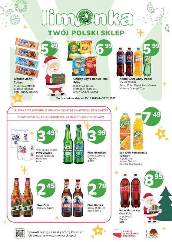 Limonka - gazetka promocyjna Plakaty promocyjne od poniedziałku 15.12 do niedzieli 28.12