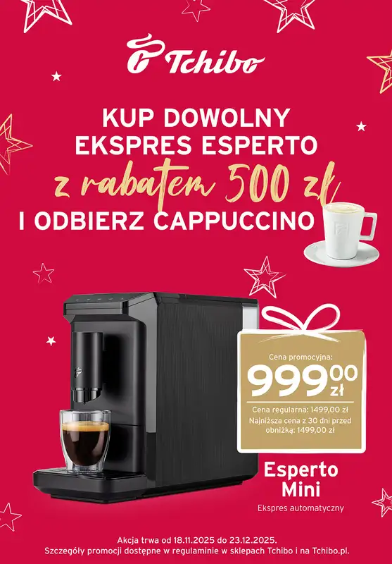 Tchibo - gazetka promocyjna Ekspresy Esperto w super cenach w Tchibo od środy 10.12 do wtorku 23.12