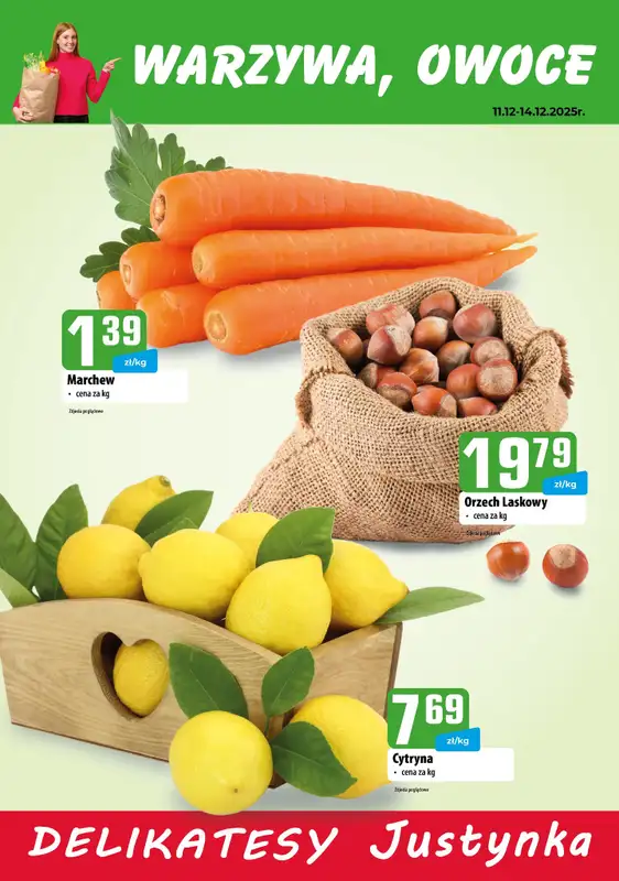 Delikatesy Justynka - gazetka promocyjna Plakaty promocyjne od czwartku 11.12 do niedzieli 14.12