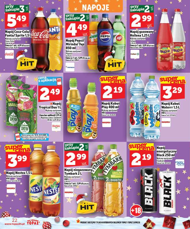 TOPAZ - gazetka promocyjna SuperCeny na Święta od czwartku od czwartku 18.12 do wtorku 23.12 - strona 22