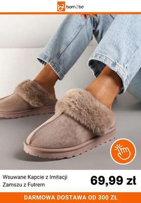 Wsuwane Kapcie z Imitacji Zamszu z Futrem