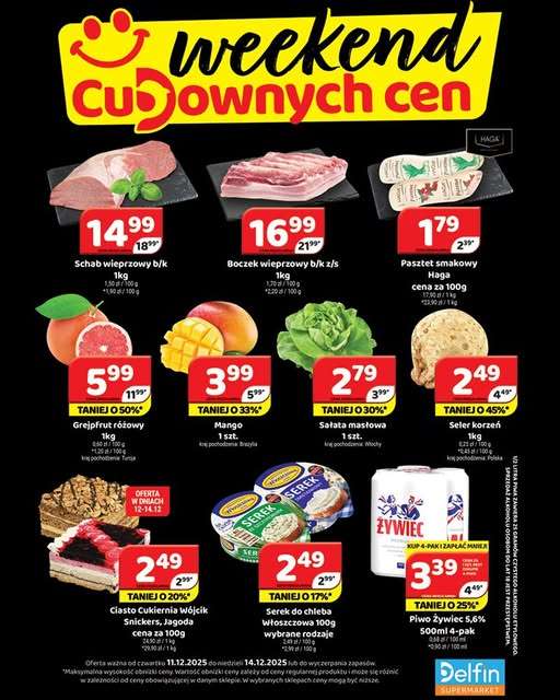 Delfin - gazetka promocyjna Weekend cudownych cen od czwartku 11.12 do niedzieli 14.12