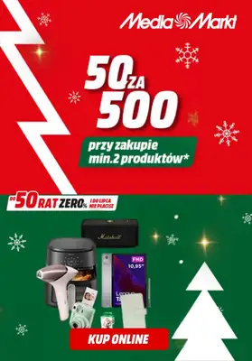 Media Markt - gazetka promocyjna 50zł zniżki za wydane 500zł od czwartku 11.12 do niedzieli 14.12