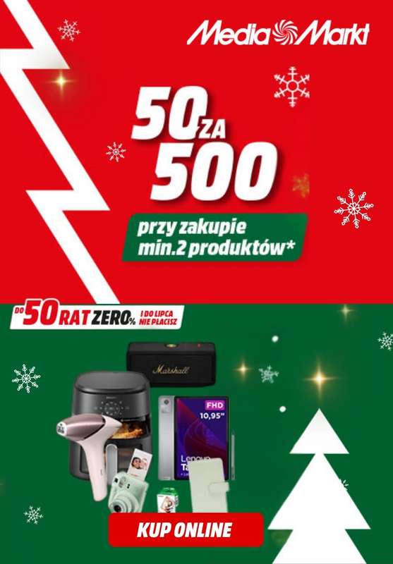 Media Markt - gazetka promocyjna 50zł zniżki za wydane 500zł od czwartku 11.12 do niedzieli 14.12
