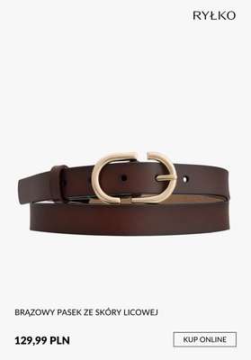 Brązowy pasek ze skóry licowej