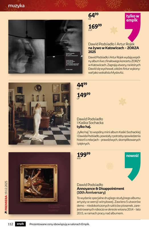 Empik - gazetka promocyjna Tom kultury: muzyka od czwartku 11.12 do wtorku 23.12 - strona 3