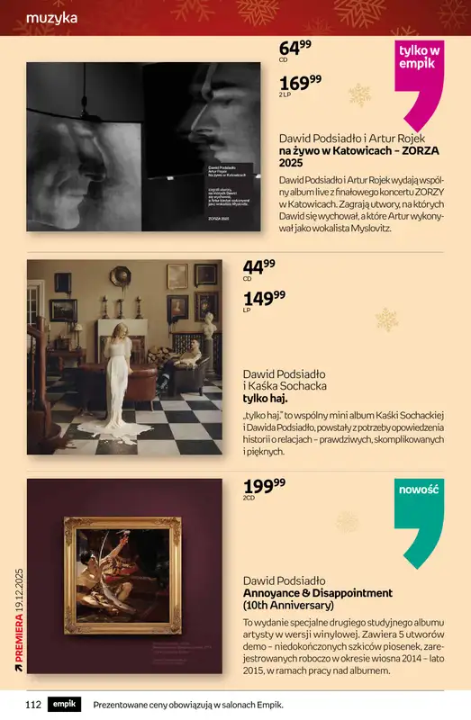 Empik - gazetka promocyjna Tom kultury: muzyka od czwartku 11.12 do wtorku 23.12 - strona 3