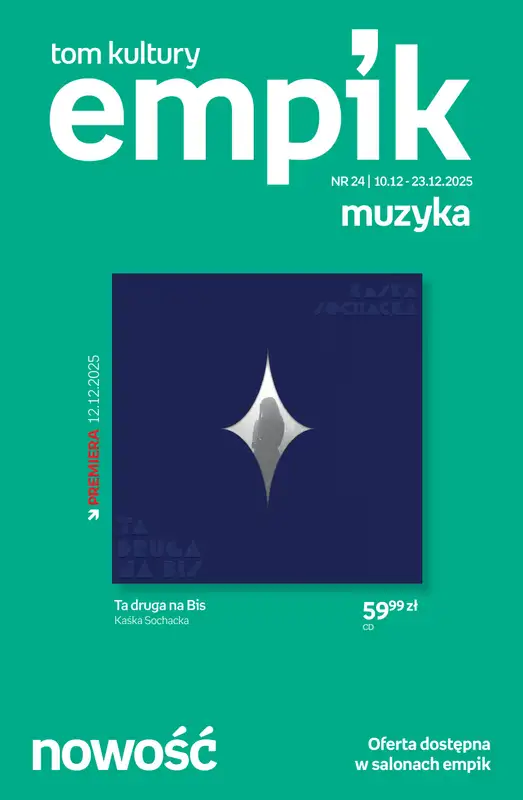Empik - gazetka promocyjna Tom kultury: muzyka od czwartku 11.12 do wtorku 23.12