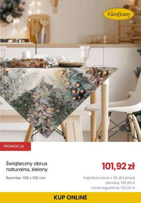 Świąteczny obrus naturalno, zielony