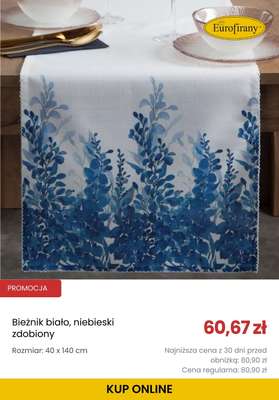 Bieżnik biało, niebieski zdobiony