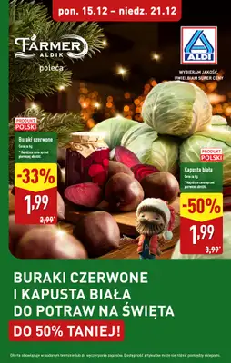 Aldi - gazetka promocyjna Buraki czerwone i kapusta biała do 50% taniej! od poniedziałku 15.12 do niedzieli 21.12