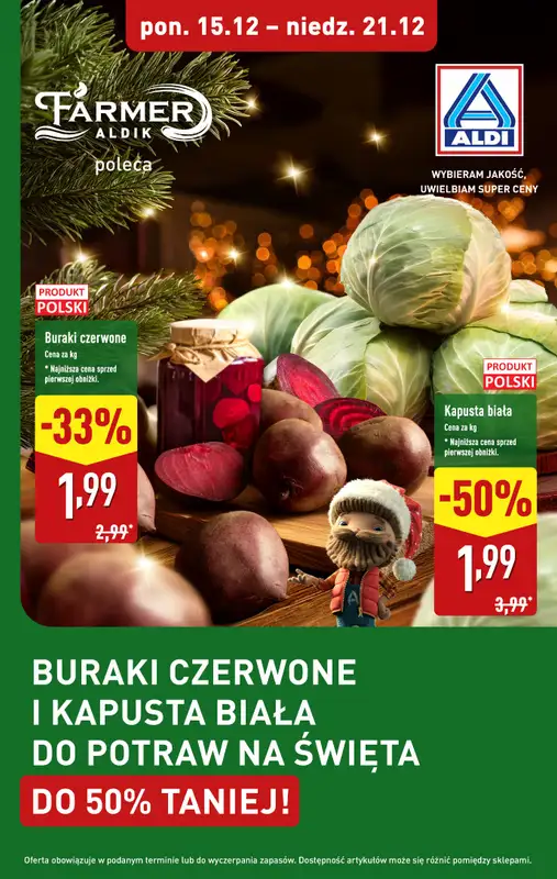 Aldi - gazetka promocyjna Buraki czerwone i kapusta biała do 50% taniej!  