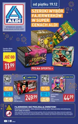 Aldi - gazetka promocyjna Szeroki wybór fajerwerków w super cenie Aldi! od piątku 19.12 do niedzieli 21.12