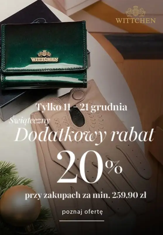 BEST SALE - gazetka promocyjna Wittchen | Dodatkowe -20% przy zakupach od 259,90 zł od czwartku 11.12 do niedzieli 21.12