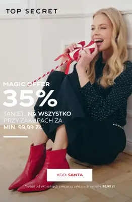 Top Secret - gazetka promocyjna -35% na wszystko przy zakupach za min. 99,99 zł od piątku 12.12 do poniedziałku 15.12