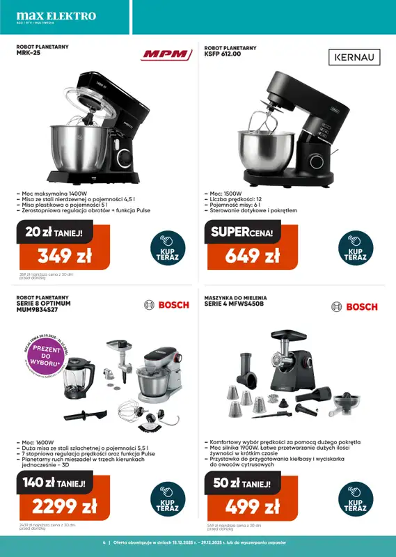 Max Elektro - gazetka promocyjna Gazetka od poniedziałku 15.12 do poniedziałku 29.12 - strona 4